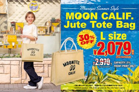 MOONEYES SUMMER STYLE MOON CALIF. Jute Tote Bag